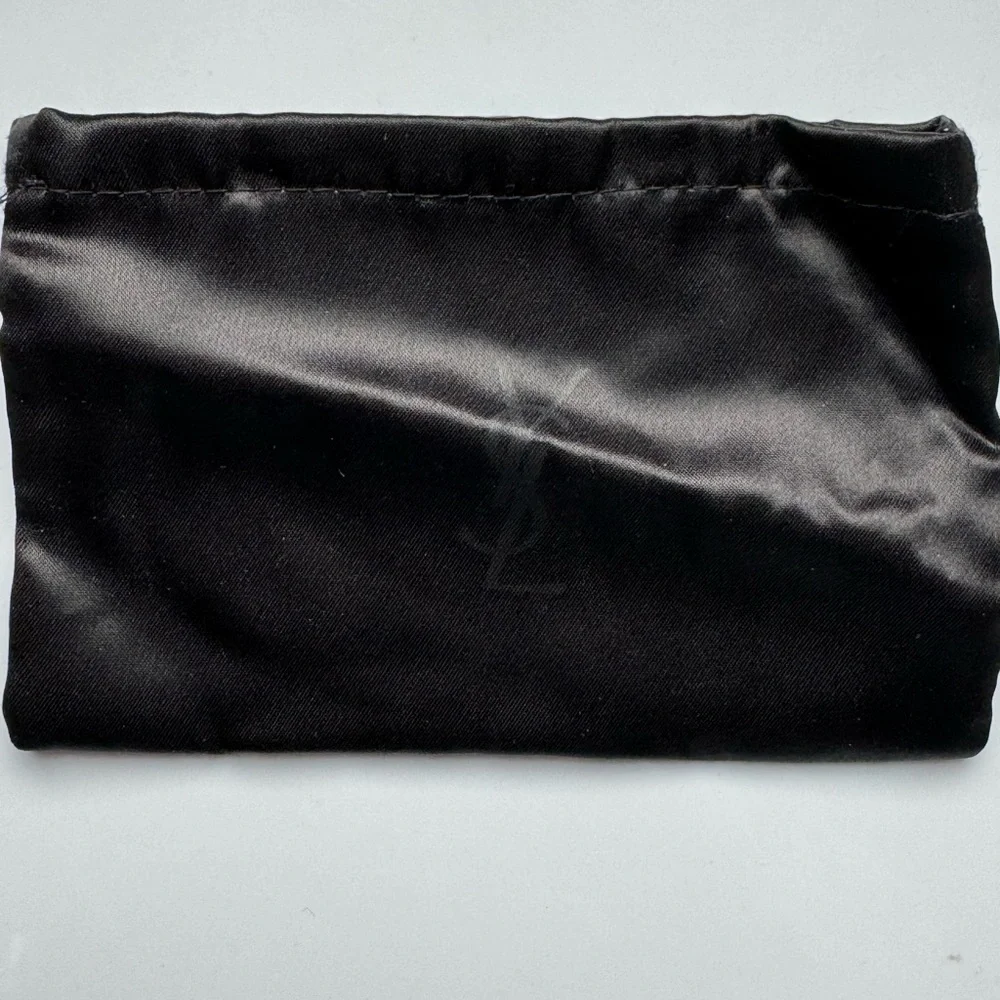 Yves Saint Laurent Black Satin Cosmetic Cover Open Slot Pouch